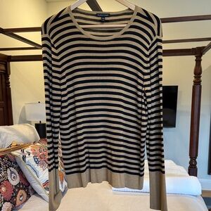 Eileen Fisher Black and Tan Striped Sweater